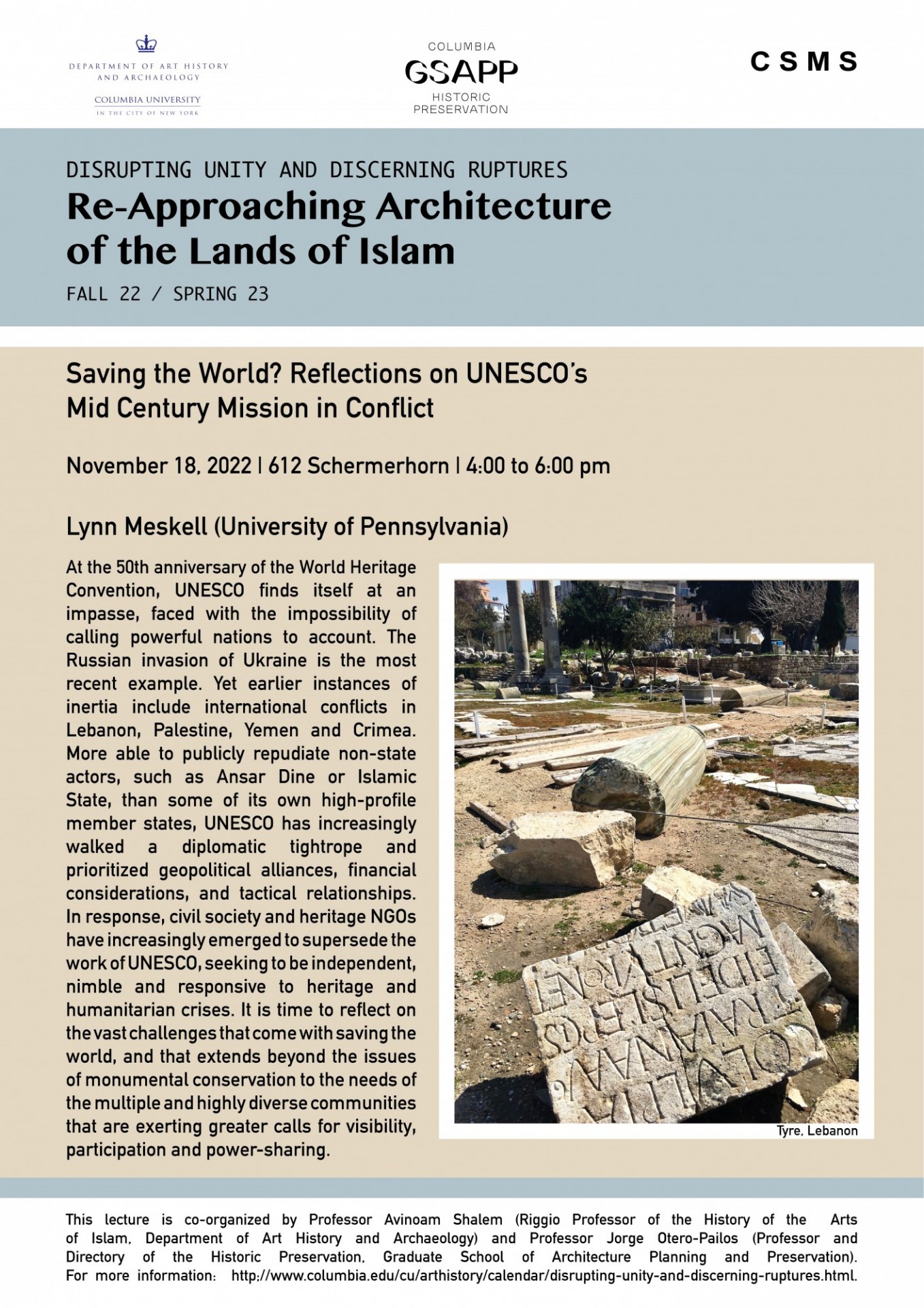 Poster for Lynn Meskell lecture