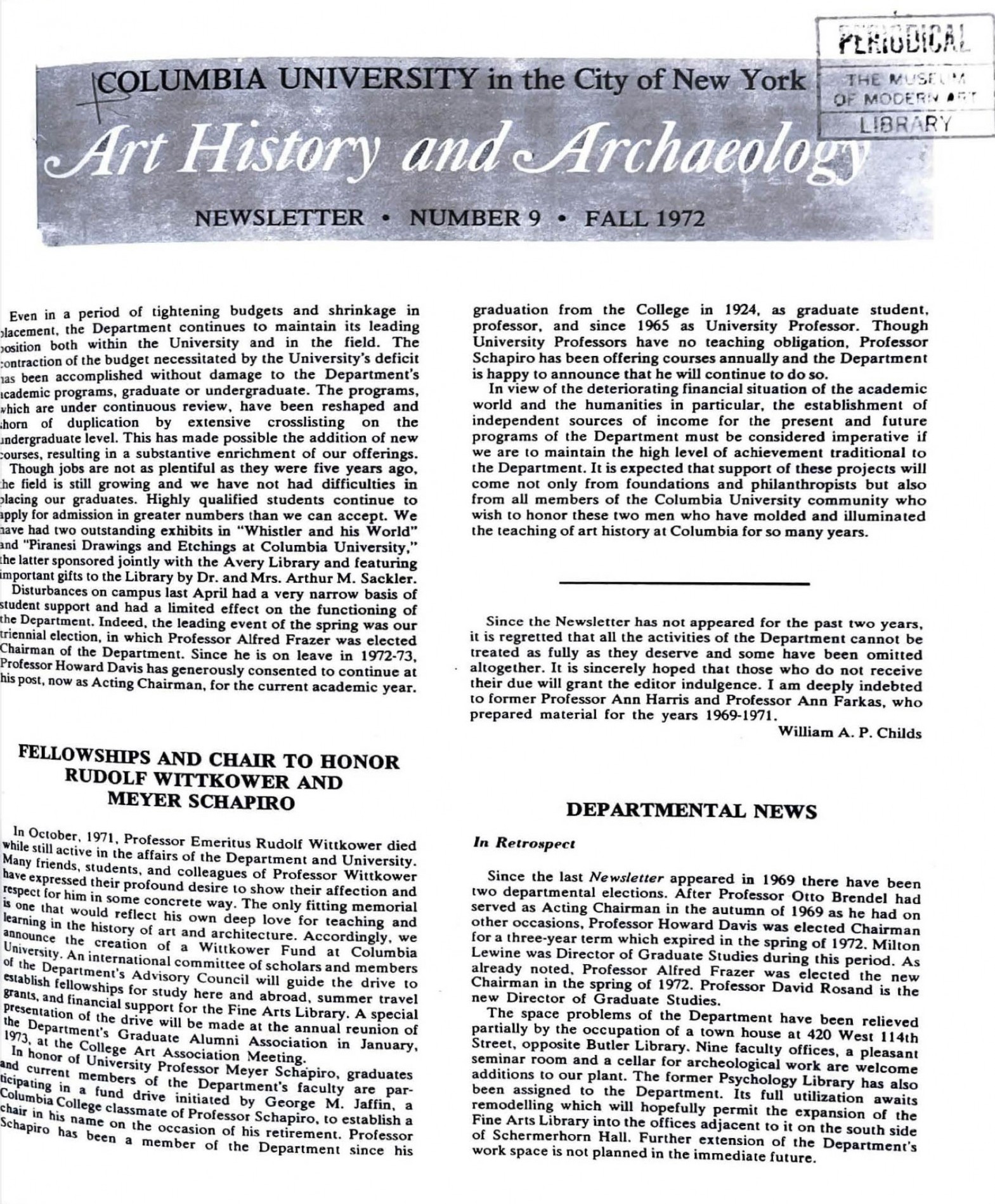 Newsletter, 1972